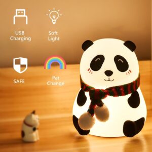Panda LED Night Lamp – 8-Color Changing Silicone Light for Kids’ Bedroom